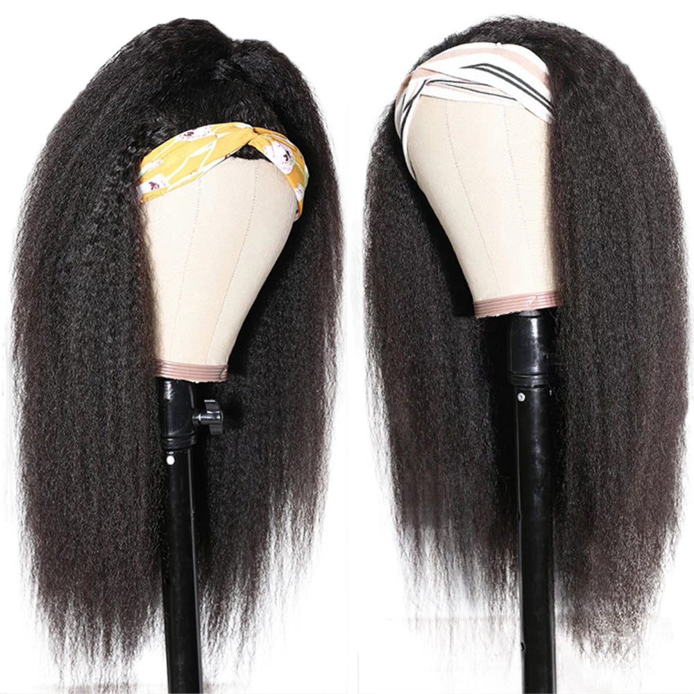 Headband Wig Human Hair Kingky Straight