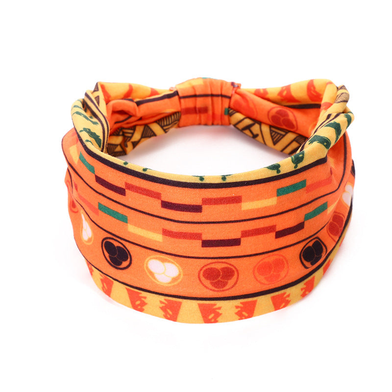 Headscarf African Print Hair Band Elastic Women Sports Yoga Hair Band Wide Brim